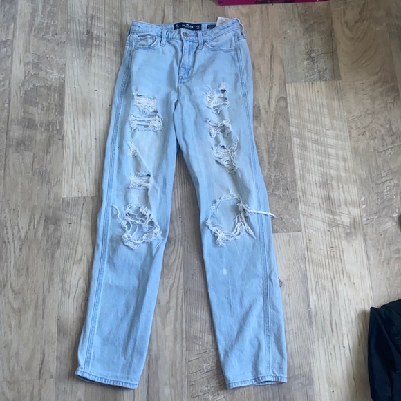 blue distressed mom jeans - Picture 1 of 5